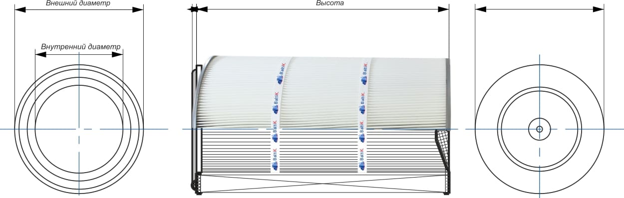 чертёж воздушного фильтрующего картриджа