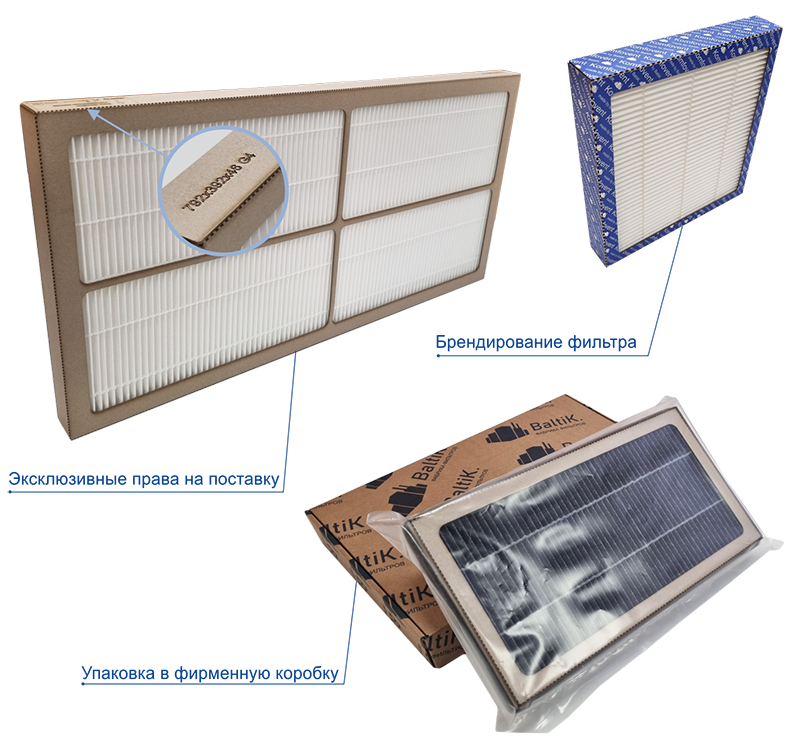 панельные фильтрующие элементы в картонном корпусе